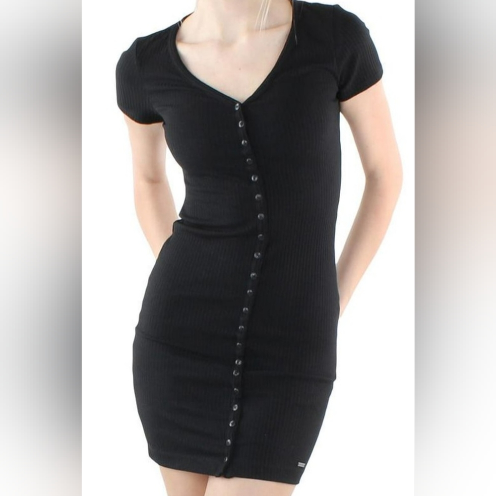 Guess Eco Raylynn Henley Ribbed Dress NWT - Black/Small